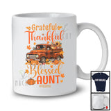 Personalized Custom Name Grateful Thankful Aunt; Lovely Thanksgiving Plaid Truck; Family T-Shirt