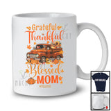 Personalized Custom Name Grateful Thankful Mom; Lovely Thanksgiving Plaid Truck; Family T-Shirt