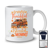 Personalized Custom Name Grateful Thankful Mommy; Lovely Thanksgiving Plaid Truck; Family T-Shirt