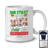 Personalized Custom Name Hair Stylist Of Little Reindeers; Lovely Christmas 3 Cutest Reindeers T-Shirt