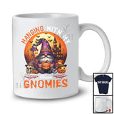 Personalized Custom Name Hanging With My Gnomies, Amazing Halloween Witch Gnomes Pumpkin Skull T-Shirt