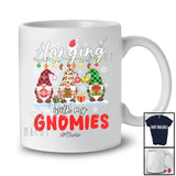 Personalized Custom Name Hanging With My Gnomies; Amusing Christmas Leopard Plaid Three Gnomes T-Shirt