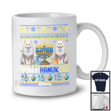 Personalized Custom Name Happy HanukCat; Lovely Hanukkah Sweater Two Cat Menorah; Family T-Shirt