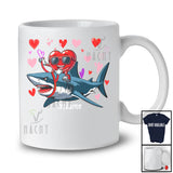 Personalized Custom Name Heart Riding Shark; Joyful Valentine Hearts Sunglasses; Sea Animal T-Shirt