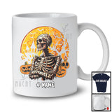 Personalized Custom Name Horror Skeleton Costume, Scary Halloween Moon Skeleton, Pumpkins T-Shirt
