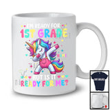 Personalized Custom Name I'm Ready For 1st Grade; Joyful Back To School Dabbing Unicorn T-Shirt