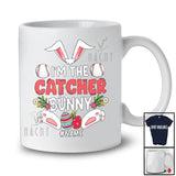 Personalized Custom Name I'm The Catcher Bunny; Lovely Easter Eggs Hunting; Baseball Player T-Shirt