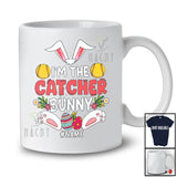 Personalized Custom Name I'm The Catcher Bunny; Lovely Easter Eggs Hunting; Softball Player T-Shirt