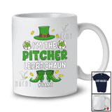 Personalized Custom Name I'm The Pitcher Leprechaun; Lovely St. Patrick's Day Baseball Shamrocks T-Shirt