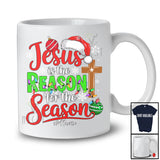 Personalized Custom Name Jesus Is The Reason For The Season; Amusing Christmas Santa Lights T-Shirt