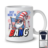 Personalized Custom Name Just Here To Bang, Joyful 4th Of July Gnome, USA Flag Fireworks T-Shirt