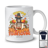 Personalized Custom Name Just Waiting For Thanksgiving; Scary Skeleton Pilgrim; Plaid Pumpkin T-Shirt