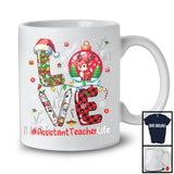 Personalized Custom Name LOVE Assistant Teacher; Lovely Christmas Plaid Ornament Pencil T-Shirt