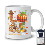 Personalized Custom Name LOVE Librarian; Happy Thanksgiving Plaid Pumpkin Books Fall Leaves T-Shirt