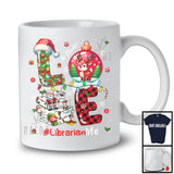 Personalized Custom Name LOVE Librarian; Lovely Christmas Plaid Ornament Books; Librarian T-Shirt