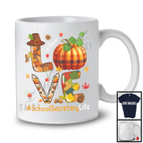 Personalized Custom Name LOVE School Secretary; Happy Thanksgiving Plaid Pumpkin Pencil T-Shirt