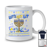 Personalized Custom Name Let's Get Lit; Fantastic Hanukkah Chanukah Sweater; Menorah Dreidel T-Shirt