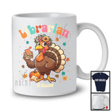 Personalized Custom Name Librarian; Adorable Thanksgiving Turkey Flowers; Working Jobs Proud T-Shirt