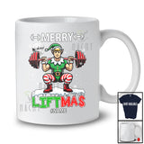 Personalized Custom Name Liftmas; Merry Christmas Muscle Elf Weightlifting; Gym Workout T-Shirt