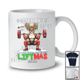 Personalized Custom Name Liftmas; Merry Christmas Muscle Reindeer Weightlifting; Gym Workout T-Shirt