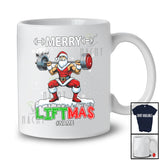 Personalized Custom Name Liftmas; Merry Christmas Muscle Santa Weightlifting; Gym Workout T-Shirt