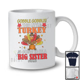 Personalized Custom Name Little Turkey To Be A Big Sister; Happy Thanksgiving Turkey Pregnancy T-Shirt