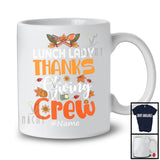 Personalized Custom Name Lunch Lady Thanksgiving Crew; Lovely Autumn Leaves Pumpkin T-Shirt