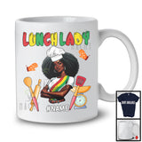 Personalized Custom Name Lunch Lady, Proud Juneteenth Afro Girl Women, Black African American T-Shirt