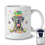 Personalized Custom Name Mardi Gras Mask Great Dane Face; Joyful Parades Jester Hat Beads T-Shirt