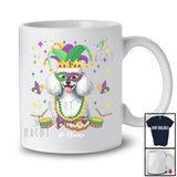 Personalized Custom Name Mardi Gras Mask Poodle Face; Joyful Parades Jester Hat Beads T-Shirt