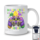 Personalized Custom Name Mardi Gras Squad; Joyful Video Game Controller Jester Hat; Gaming T-Shirt