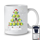 Personalized Custom Name Merry Ballmas; Joyful Santa Tennis Christmas Tree; Sport Player Team T-Shirt