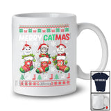 Personalized Custom Name Merry Catmas; Lovely Christmas Sweater 3 Santa Cat In X-mas Socks T-Shirt