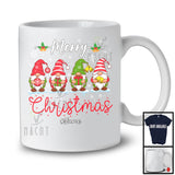 Personalized Custom Name Merry Christmas; Cheerful X-mas Four Gnomes; Family Group T-Shirt