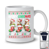 Personalized Custom Name Merry Corgmas; Lovely Christmas Sweater 3 Santa Corgi In X-mas Socks T-Shirt