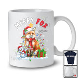 Personalized Custom Name Merry Fox; Lovely Christmas Lights Santa Fox; Snowman T-Shirt