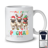 Personalized Custom Name Merry Pugmas; Lovely Christmas Three Santa Reindeer Elf Pug Dog T-Shirt