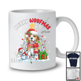 Personalized Custom Name Merry Woofmas; Lovely Christmas Lights Santa Beagle; Snowman T-Shirt