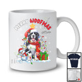 Personalized Custom Name Merry Woofmas; Lovely Christmas Lights Santa Landseer; Snowman T-Shirt