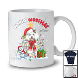 Personalized Custom Name Merry Woofmas; Lovely Christmas Lights Santa Poodle; Snowman T-Shirt