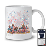 Personalized Custom Name Mom Dad 2 Daughter 2 Son, Lovely 4th Of July Firework, Patriotic Family T-Shirt