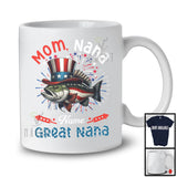 Personalized Custom Name Mom Nana Great Nana, Amazing 4th Of July Bass Fish Family Group T-Shirt