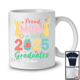 Personalized Custom Name Mom Of Two 2025 Graduates; Proud Mother's Day Twin Girls; Graduation T-Shirt