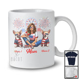 Personalized Custom Name Mom With Two Chihuahua, Amazing 4th Of July Fireworks Patriotic T-Shirt