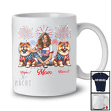 Personalized Custom Name Mom With Two Chow Chow, Amazing 4th Of July Fireworks Patriotic T-Shirt