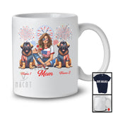 Personalized Custom Name Mom With Two Leonberger, Amazing 4th Of July Fireworks Patriotic T-Shirt