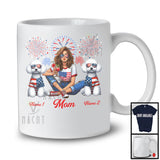 Personalized Custom Name Mom With Two Poodle, Amazing 4th Of July Fireworks Patriotic T-Shirt