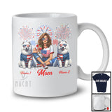 Personalized Custom Name Mom With Two Samoyed, Amazing 4th Of July Fireworks Patriotic T-Shirt