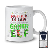 Personalized Custom Name Mother in Law Of An Awesome Gamer Elf; Proud Mother's Day Christmas Plaid T-Shirt