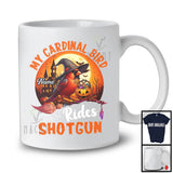 Personalized Custom Name My Cardinal Bird Rides Shotgun, Humorous Halloween Witch Bird Lover T-Shirt